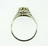 Art Deco 14k White Gold Genuine Natural Diamond Filigree Ring .13ct (#J809)