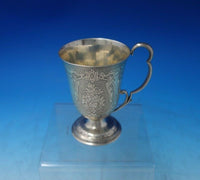 English Sterling Silver Child's Cup Bright-Cut Engraved w/ Baskets #585 (#6258)
