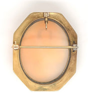 10k Shell Cameo Pin Pendant The Three Graces in Hand Engraved Frame (#J6889)