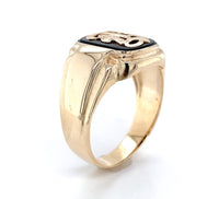 10k Yellow Gold Men's Genuine Natural Black Onyx Ring with Initial (#J6363)
