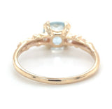10k Rose Gold 1.07 Carat Genuine Natural Aquamarine Ring with Flowers (#J6773)