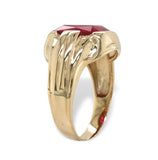 10k Yellow Gold Vintage Men's Synthetic Lab-Created Ruby Glass Ring (#J7146)