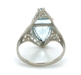 Art Deco 14k Filigree Ring with 2.15ct TW Genuine Natural Aquamarines (#J7203)