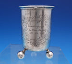 Norwegian .830 Silver Cup Beaker w/Engraved Flowers Scrollwork Ball Feet (#7612)