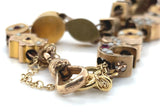 Gold Filled Gold Top Victorian 16 Slides Bracelet Garnets Rubies Pearls (#J6649)