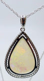 14k Gold 5.67ct Pear Genuine Natural Opal Pendant with .16ct Diamonds (#J3427)