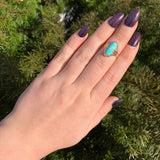 10k Rose Gold Arts and Crafts Genuine Natural Turquoise Ring Size 6 (#J6566)