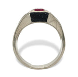 14k White Gold Men's Synthetic Lab-Created Ruby Ring Size 10.25 (#J7066)
