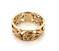 14k Yellow Gold Band with Pierced Roses Size 5.75 (#J5557)