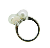 18k White Gold Italian Coral Pearl Diamond Ring (#J4699)