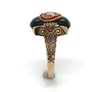 10k Gold Women of the Moose Genuine Natural Black Onyx Ring w/ Enamel (#J6302)