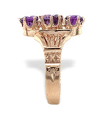 10k Rose Gold Victorian Genuine Natural Amethyst Three Stone Ring Size 5 #J7467