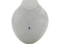 18k White Gold 1.30ct Genuine Natural Sapphire and Diamond Pendant (#4813)
