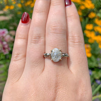 14k White Gold 2.56 Carat Genuine Natural Gold Vein Quartz Ring Size 9.25 #J6939