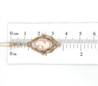 10k Yellow Gold Shell Cameo Pendant with Applied Green Gold Leaves (#J6439)