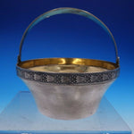 Russian 916 Silver Sugar Basket with Gold Wash Interior and Swing Handle (#4229)