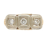 14k Yellow Gold Three Stone Genuine Natural Diamond FIligree Ring (#J6625)