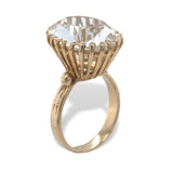 Vintage 14k Yellow Gold Ring with Genuine Natural Rock Crystal Quartz 6 (#J7094)