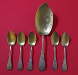 Brite-Cut by Knowles Sterling Silver Ice Cream Set 6pc w/Butterflies Gold Washed
