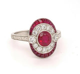 Platinum 1.78ct Genuine Natural Ruby and Diamond Ring (#J4860)