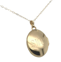 14k Yellow Gold Oval Locket with Engraved Flowers and 14k Chain (#J7102)
