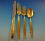Lace Point Gold by Lunt Sterling Silver Flatware Set For 12 Service 48 Pieces