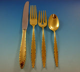 Lace Point Gold by Lunt Sterling Silver Flatware Set For 12 Service 48 Pieces