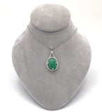 Platinum 9.55 Carat GIA Jadeite A Jade Pendant w/Diamond Platinum Chain (#J6512)