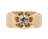 14k Gold Men's Belcher Ring w/ .53ct European Cut Genuine Natural Diamond #J7620