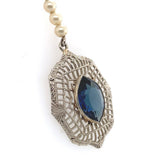 10k White Gold Filigree Art Deco Pendant with Original Paperclip Chain (#J6201)