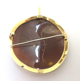 14k Yellow Gold Floral Genuine Natural Shell Cameo Pin Pendant (#J643)