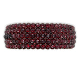 Genuine Natural Bohemian Garnet Bangle Bracelet with Nine Rows Extra Wide #J7251