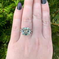 14k White Gold Genuine Natural Prasiolite Green Amethyst Ring Size 7.25 (#J7087)