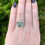 14k White Gold Genuine Natural Prasiolite Green Amethyst Ring Size 7.25 (#J7087)