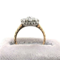 14k Gold and Platinum Mine Cut 1 Carat TW Genuine Natural Diamond Ring (#J5448)