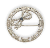 Art Deco 10k Gold Brooch Pin with Synthetic Blue Lab-Created Sapphire (#J6698)