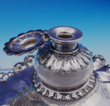 Edward Brown English Sterling Silver Inkwell Set w/Heart Shaped Tray 3pc (#3195)