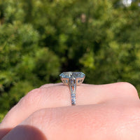 18k White Gold Filigree Ring w/Specialty Cut Genuine Natural Aquamarine (#J6611)