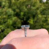 18k White Gold Filigree Ring w/Specialty Cut Genuine Natural Aquamarine (#J6611)