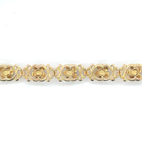 14k Yellow Gold Art Nouveau Enamel Flower Pearl Bracelet Jewelry (#J6091)