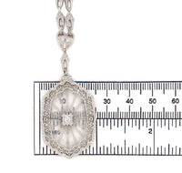 14k White Gold Filigree Genuine Natural Rock Crystal Diamond Necklace (#J6502)