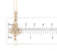 10k Yellow Gold Victorian Diamond Lavaliere with Pearl Drop (#J6429)