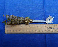 Gilt Bronze Tussie Mussie Posey Posy Holder with Six Petal Pierced Cup (#J1280)