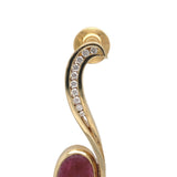 14k Harry Roa Large Modernist Tie Tack Pin w/Diamonds Cabochon Gemstone (#J7365)