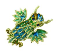 Genuine Natural 18k Yellow Gold Plique-A-Jour Enamel Owl Pin (#J1724)