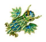 Genuine Natural 18k Yellow Gold Plique-A-Jour Enamel Owl Pin (#J1724)