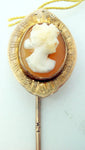 10k Gold Shell Genuine Natural Cameo Stick Pin Jewelry (#J2667)