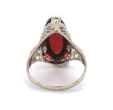 14k Gold Filigree Ring with 7.70 Carat Cabochon Genuine Natural Garnet (#J6459)