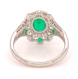 Fine Platinum Genuine Natural Emerald and Diamond Ring Size 5.5 (#J4857)