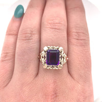 12k Rose Gold 2.86ct Genuine Natural Amethyst Ring Jewelry Modernist (#J5848)
